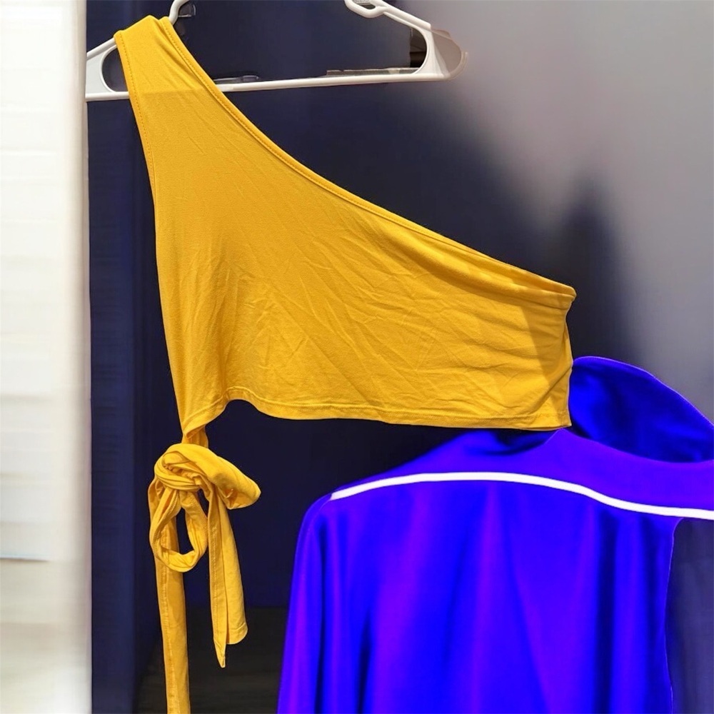 Yellow One-Shoulder Top with tie 4XL